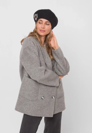 Szara dwurzędowa kurtka 100% wełna