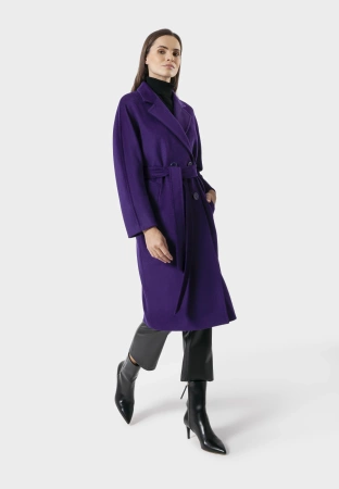 Fioletowy dwurzędowy płaszcz 100% wełna