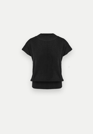 Dzianinowa czarna bluzka z kimonowym rękawem