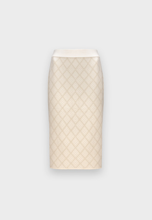 Beżowa dzianinowa spódnica ze złotą nitką