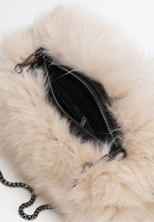 Ecru torebka mufka z naturalnego futra