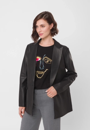 Czarny bawełniany t-shirt z aplikacją