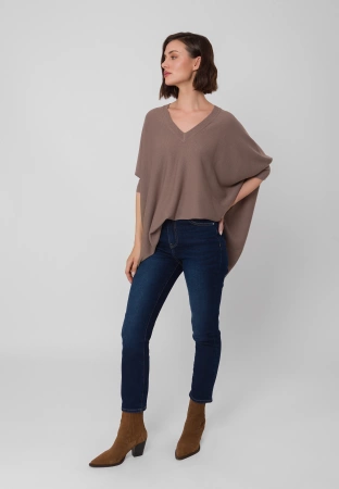 Brązowa dzianinowa tunika z wiskozą