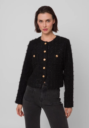 Czarny żakiet w stylu chanel