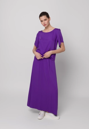 Długa fioletowa spódnica z wiskozy