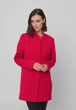Krótki czerwony płaszcz z wiskozą