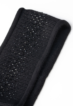 Czarna opaska z dżetami z angorą