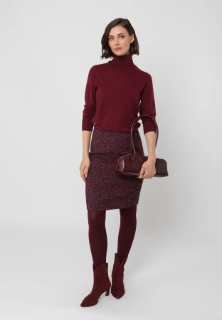 Bordowy cienki golf z wełną