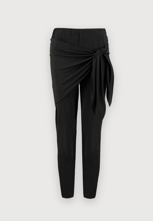 Czarne spodnie z jerseyu z wiązaniem