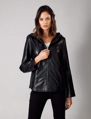 Skórzana kurtka z kapturem