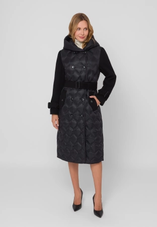 Czarny pikowany płaszcz