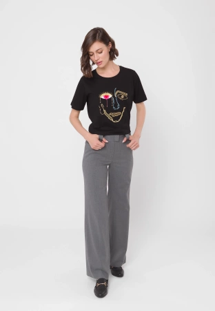 Garniturowe spodnie z szeroką nogawką