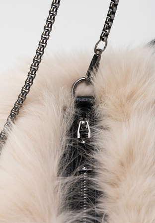 Ecru torebka mufka z naturalnego futra