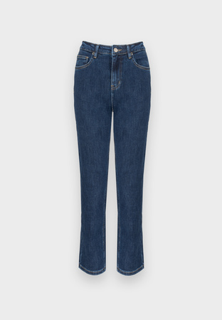 Granatowe jeansy z prostą nogawką