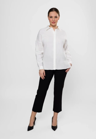 Ecru koszula z domieszką lnu