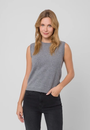 Szara bluzka na szerokich ramiączkach z kaszmirem