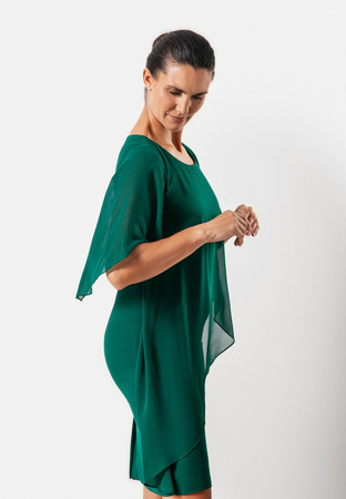 Zielona sukienka z asymetryczną falbaną