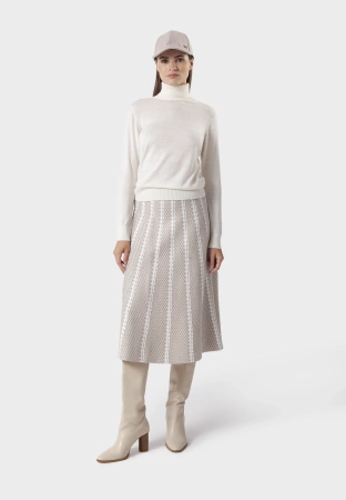 Beżowa trapezowa spódnica z wełną