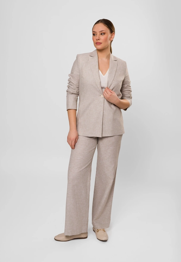 Żakiet w prążek z lnem