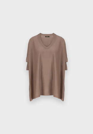 Brązowa dzianinowa tunika z wiskozą