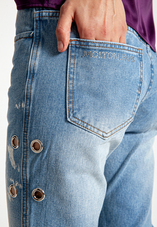 Bawełniane spodnie z metalowymi kółkami