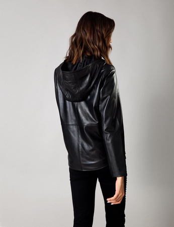 Skórzana kurtka z kapturem