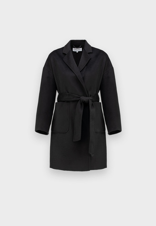 Krótki czarny płaszcz double face 100% wełna