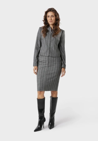 Krótki żakiet w jodełkę z domieszką wełny