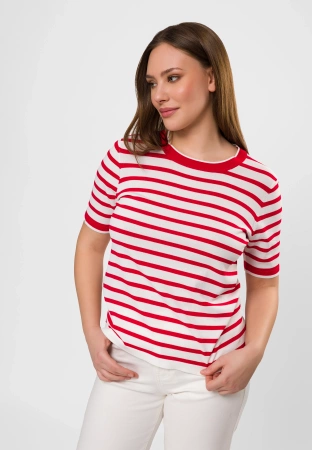 Dzianinowa bluzka w czerwono-białe paski