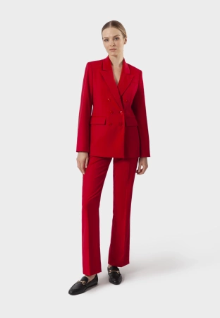 Długi dwurzędowy żakiet w czerwonym kolorze