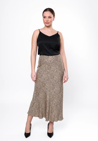 Długa wiskozowa spódnica w drobną panterkę