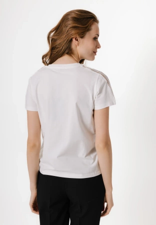 Bawełniana bluzka z ozdobnymi wstawkami