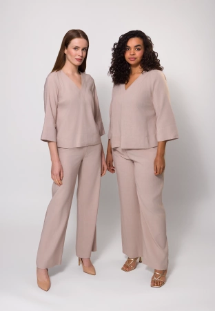 Szerokie spodnie z wiskozą i lnem