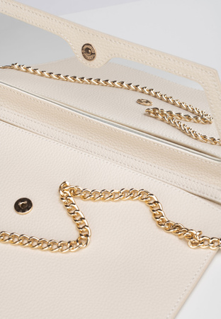 Beżowa skórzana kopertówka