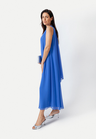 Długa wizytowa suknia z odkrytymi ramionami