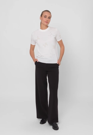 Ecru dzianinowa bluzka z motywem motyli