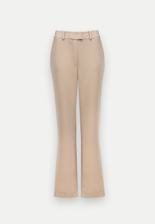 Beżowe spodnie z szeroką nogawką