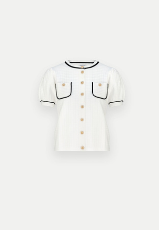 Dzianinowa bluzka ze złotymi guzikami