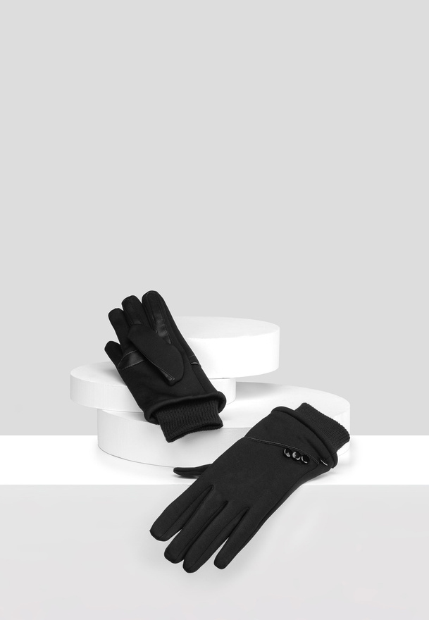 Czarne rękawiczki ze ściągaczem