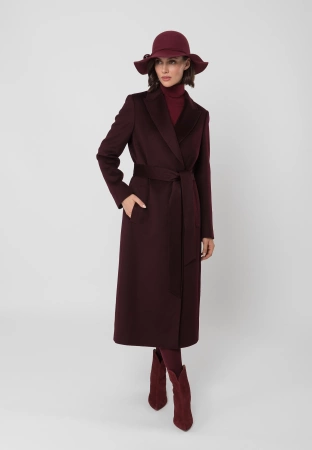 Bordowy cienki golf z wełną