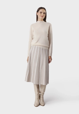 Beżowa trapezowa spódnica z wełną