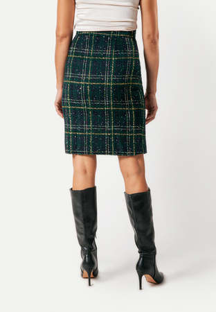 Zielona spódnica w kratę ozdobiona cekinami