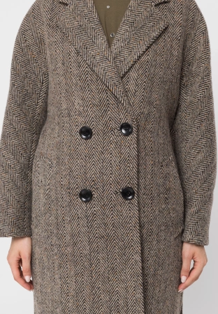 Dwurzędowy płaszcz w jodełkę