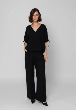 Czarna bluzka oversize ze ściągaczami