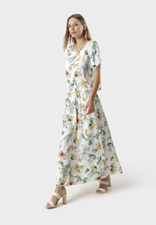 Biała spódnica w kwiaty 100% wiskoza