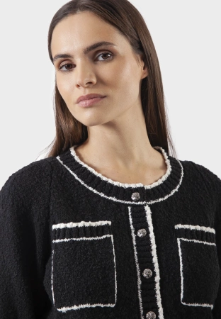 Czarny kardigan z dzianiny boucle