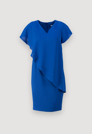 Kobaltowa sukienka z falbaną