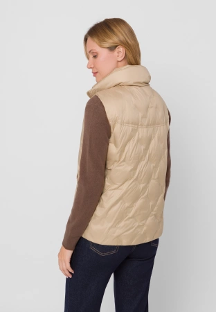 Beżowa puchowa kamizelka z naturalnym wypełnieniem