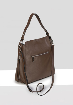 Brązowa torebka z ćwiekami 100% skóra