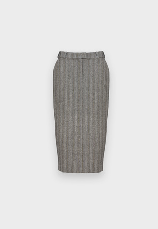 Długa spódnica w jodełkę z domieszką wełny